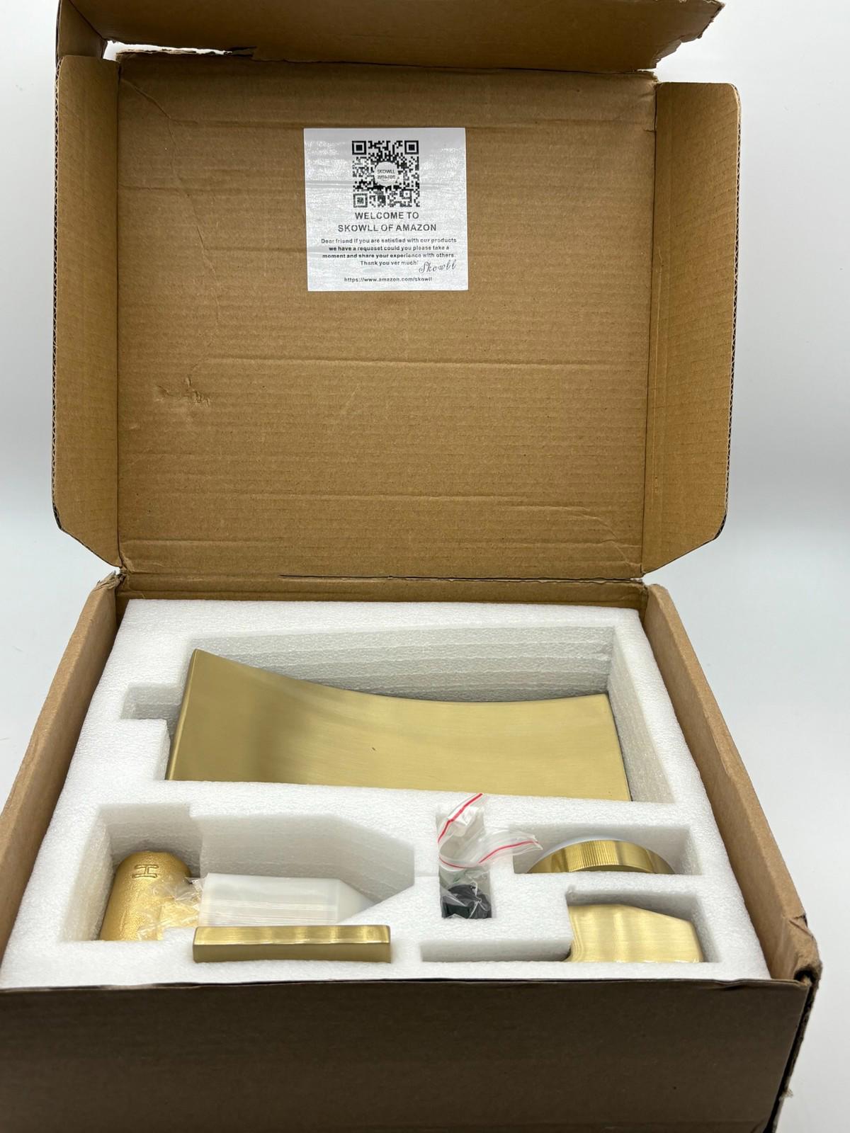 SKOWLL Waterfall Bathroom Faucet Widespread Bronze Wall Mount Faucet Single Hand