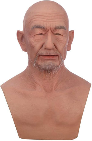 EQAIWUJIE Silicone Mask Face Full Head Realistic Old Man Mask for Halloween and Cosplay (Ivorywhite)