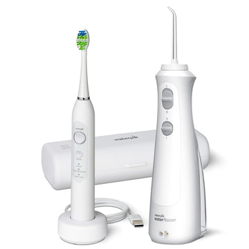 Waterpik Cordless Pearl and Sensonic Rechargeable Electric Toothbrush and Water Flosser Combo