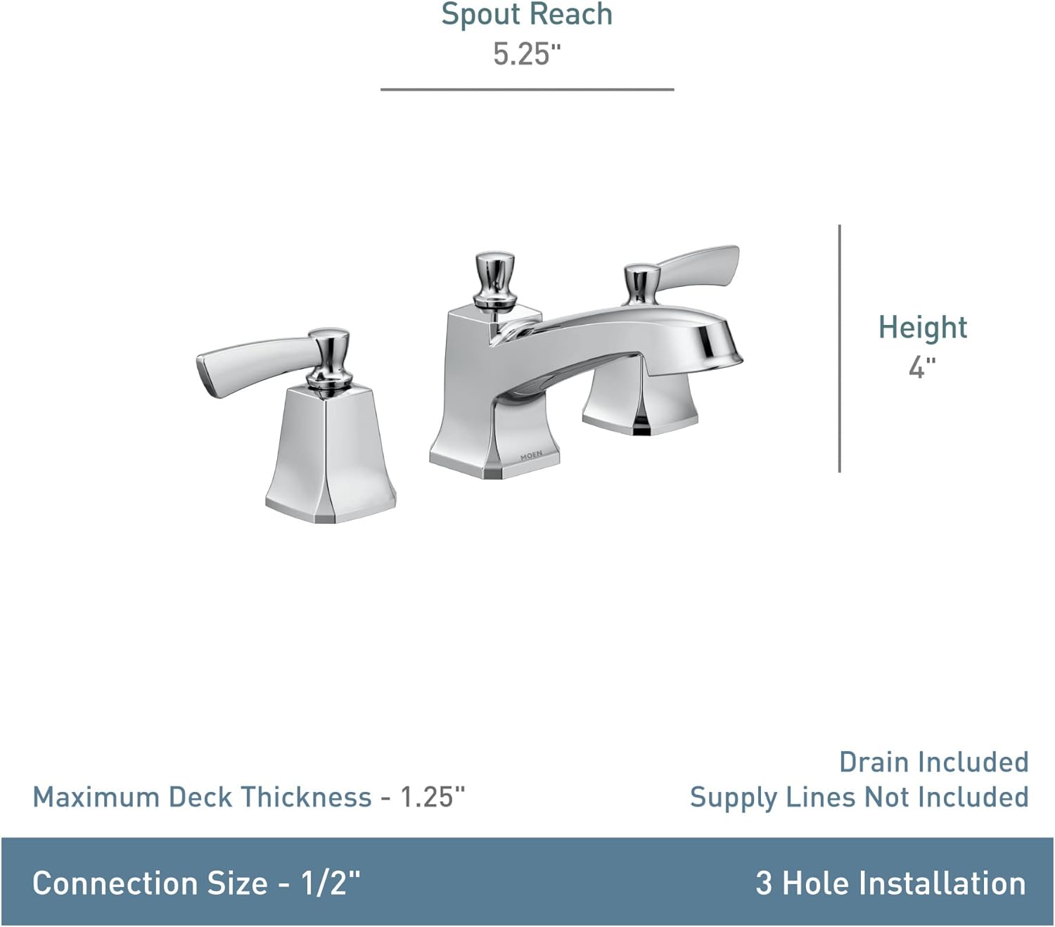 Moen Conway Chrome Two-Handle Widespread Bathroom Sink Faucet