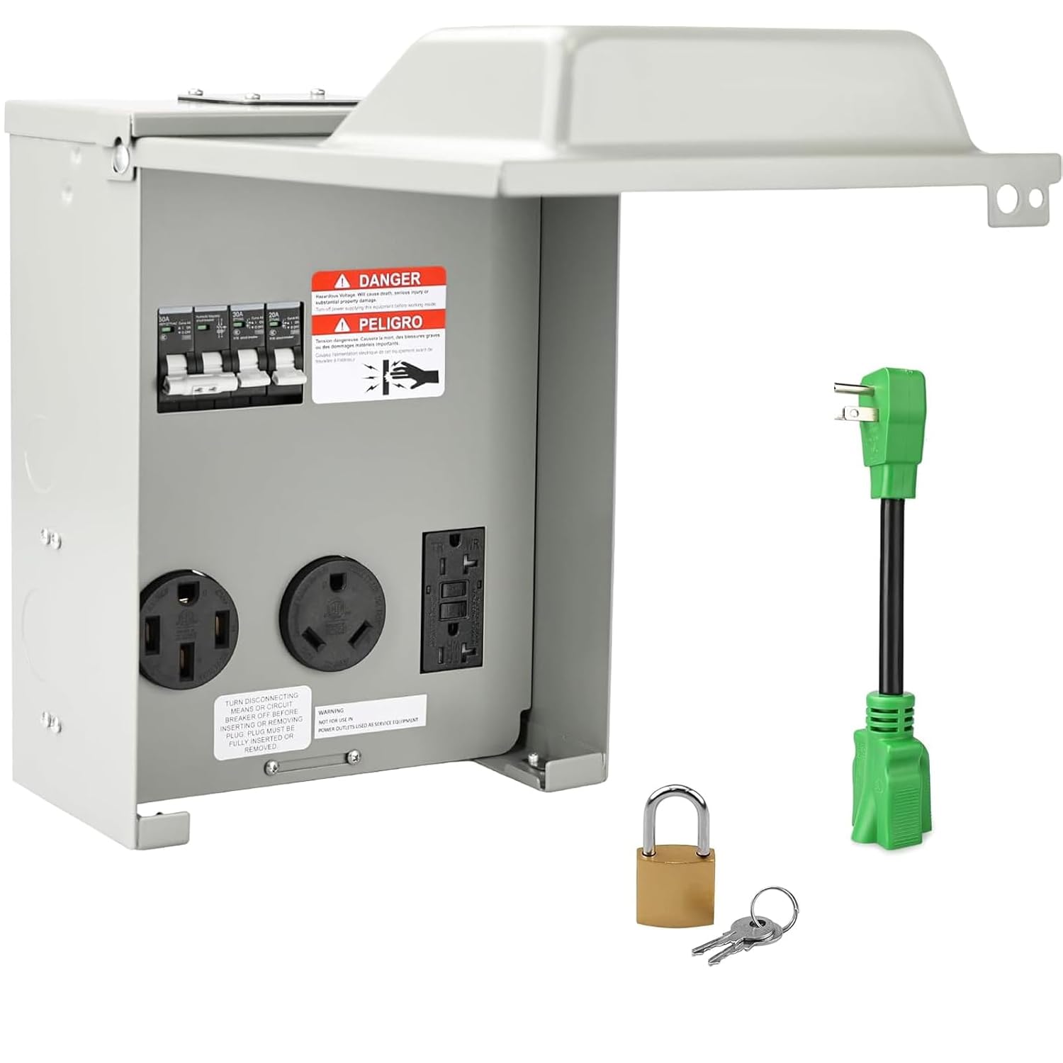 RVGUARD RV Temporary Power Outlet Panel with Breaker