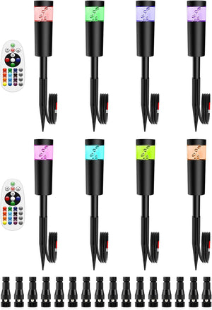 DOREIO 5W RGBW Low Voltage Landscape Pathway Lights – 8 Pack