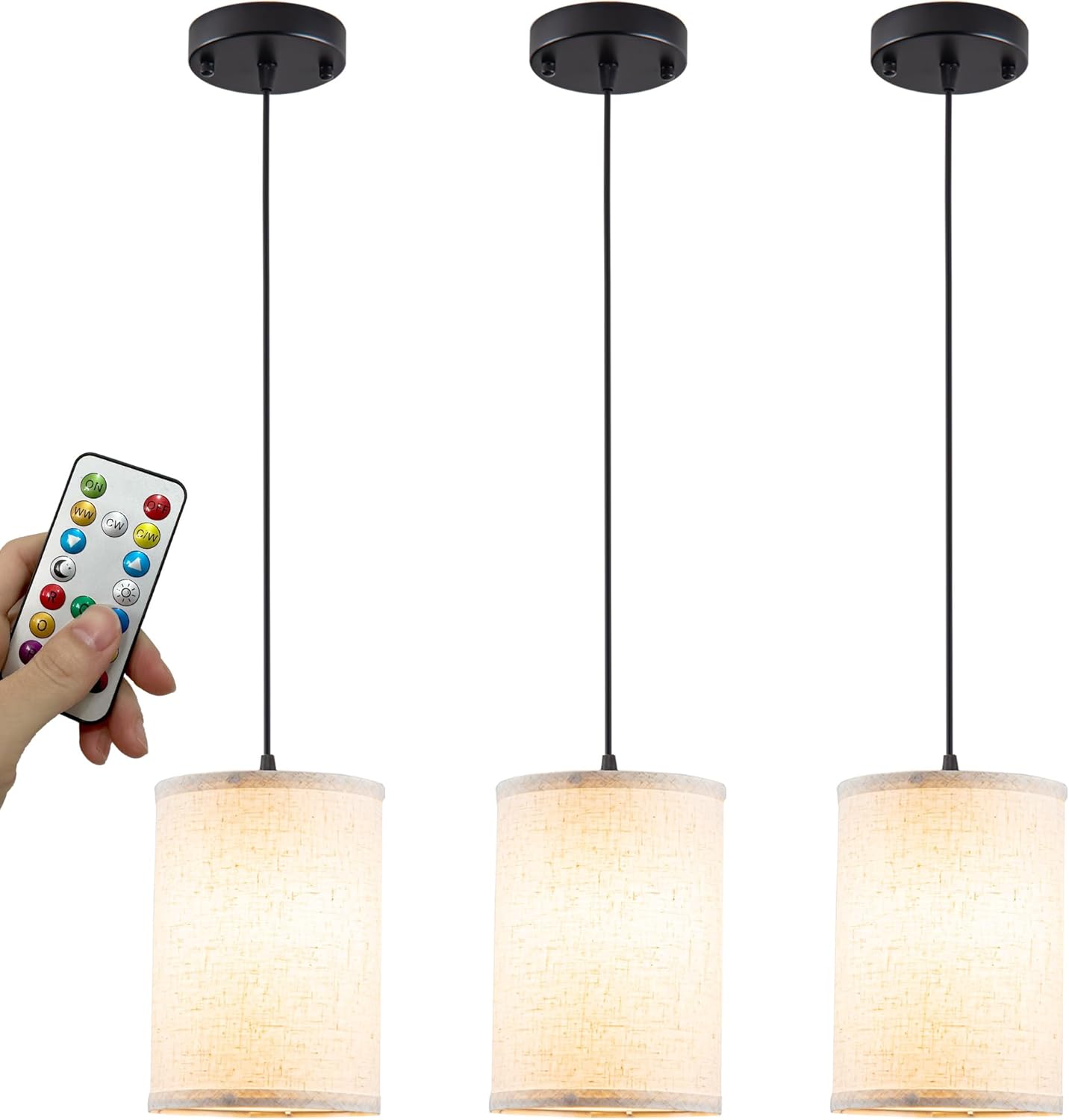 Battery Operated Pendant Light with Remote - 3 Pack