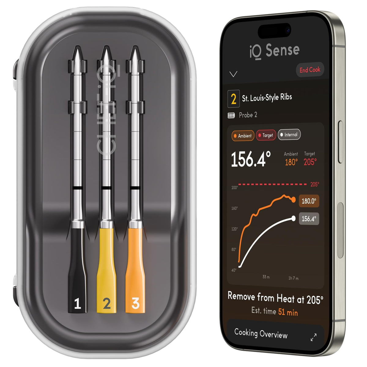 CHEF iQ Sense Smart Wireless Meat Thermometer 3 Probes Like New — photo 1