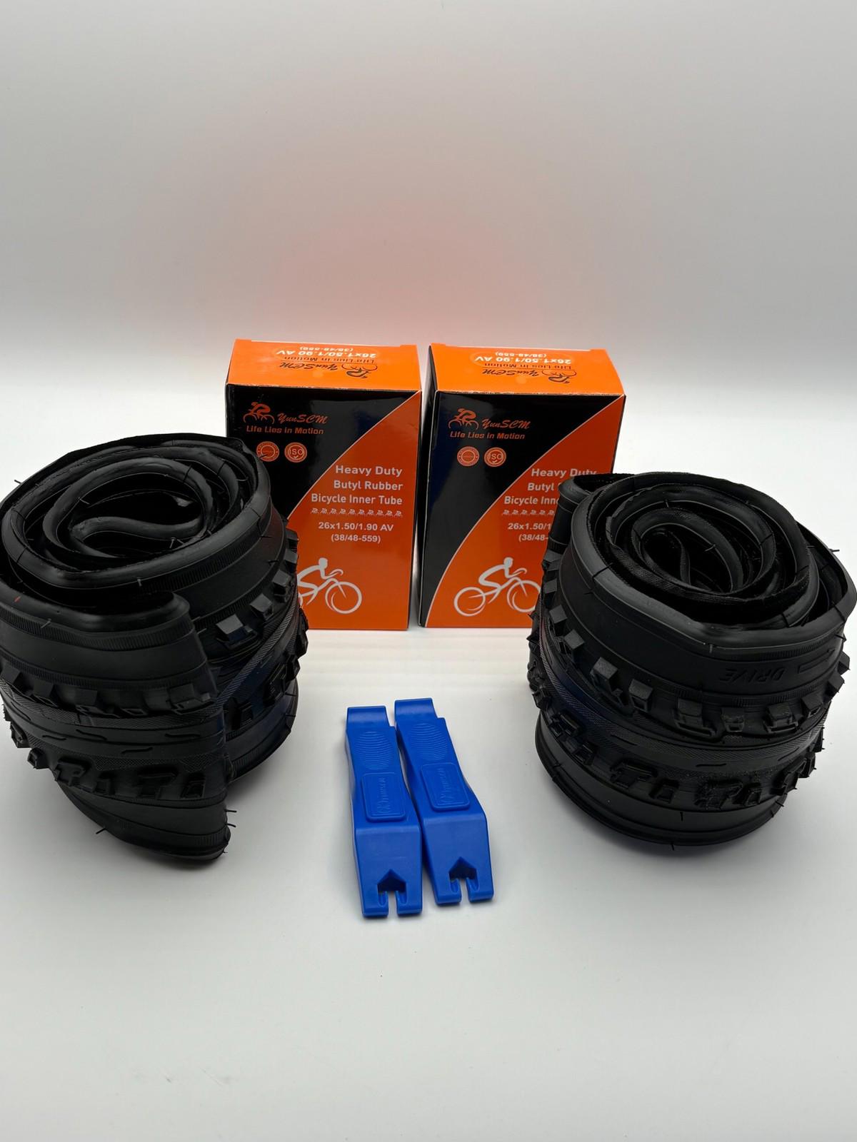 YUNSCM 26" Mountain Bike Tires 26x1.75/47-559 and 26" Heavy Duty Bike Tubes