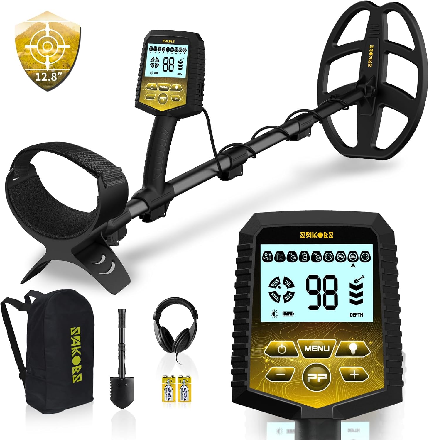 SAKOBS Metal Detector for Adults Professional – High Accuracy with 11" Waterproof Coil