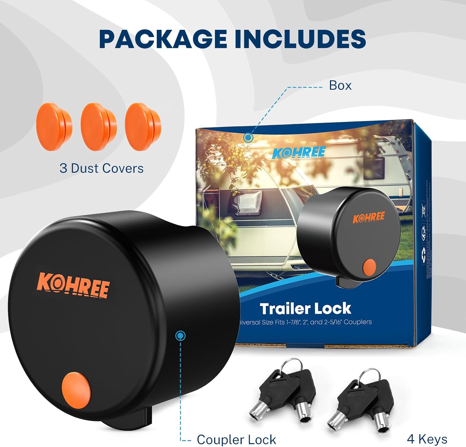 Kohree Heavy Duty Trailer Coupler Lock