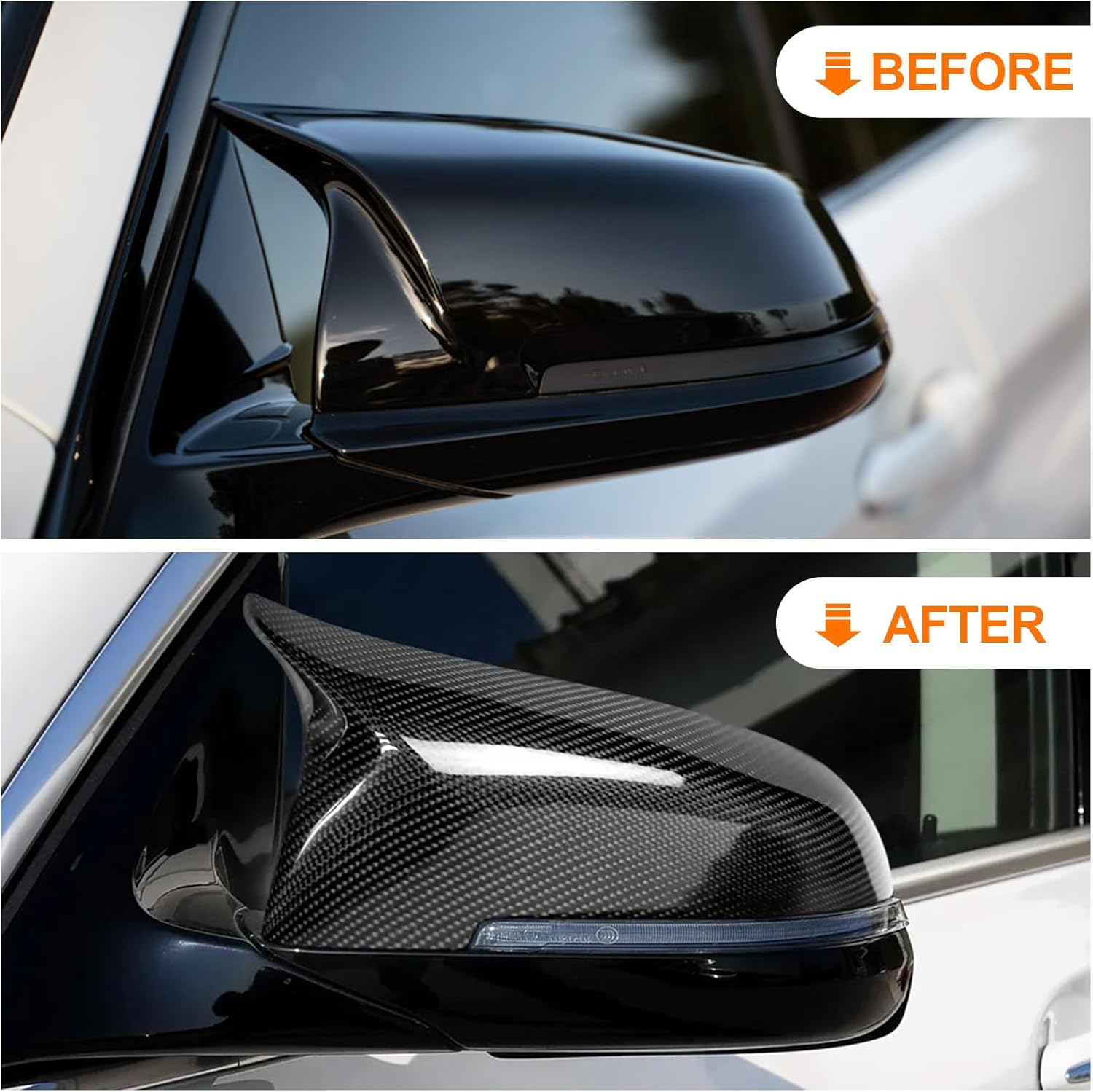 Real Carbon Fiber Mirror Trim Covers for BMW 2