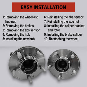 REVOTUNE 2PCS Rear Wheel Bearing and Hubs Assembly