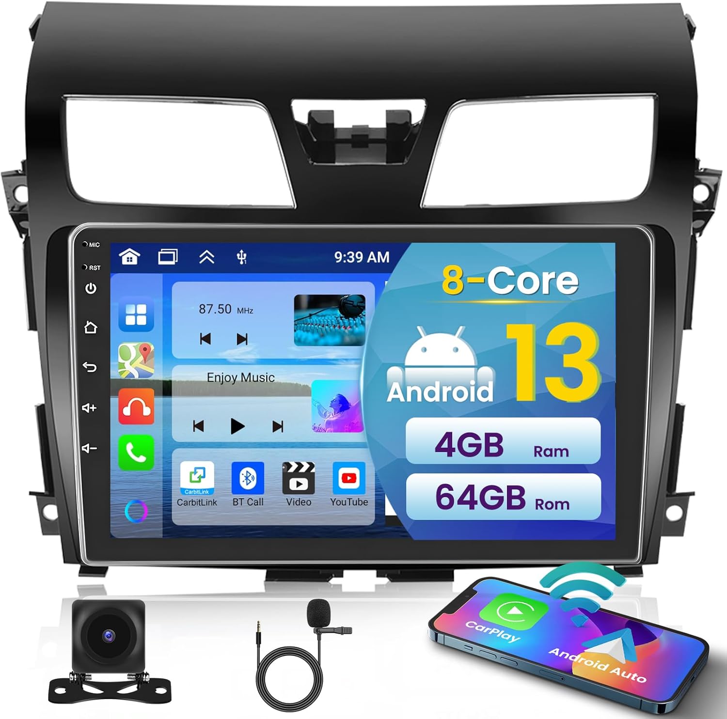 Inefala 8-Core 4+64G Android Car Stereo for Nissan Altima 2013-2018