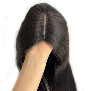 MorningWigs 100% Remy Human Hair Topper Hairpiece Clip-In Black Open Box