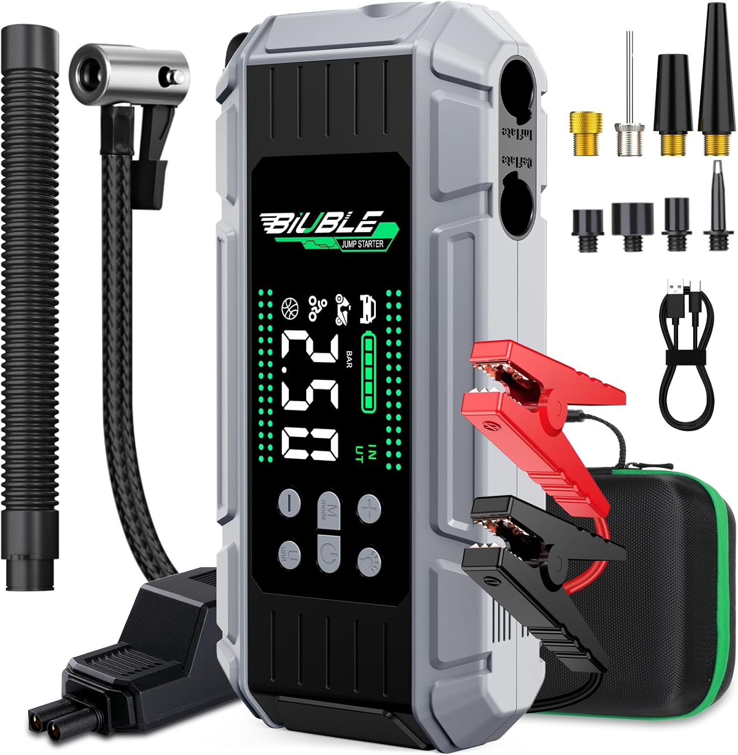 8000A Jump Starter with Air Inflator/Deflator Compressor