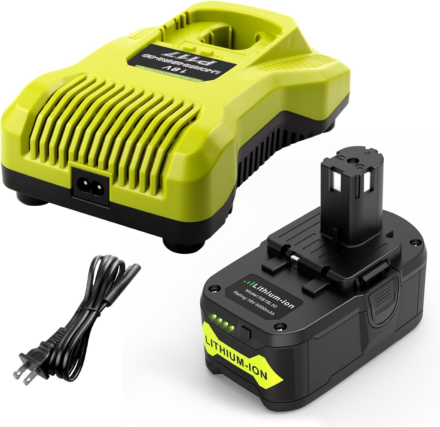 TREE.NB 6.0Ah Replacement Battery and Charger for Ryobi 18V