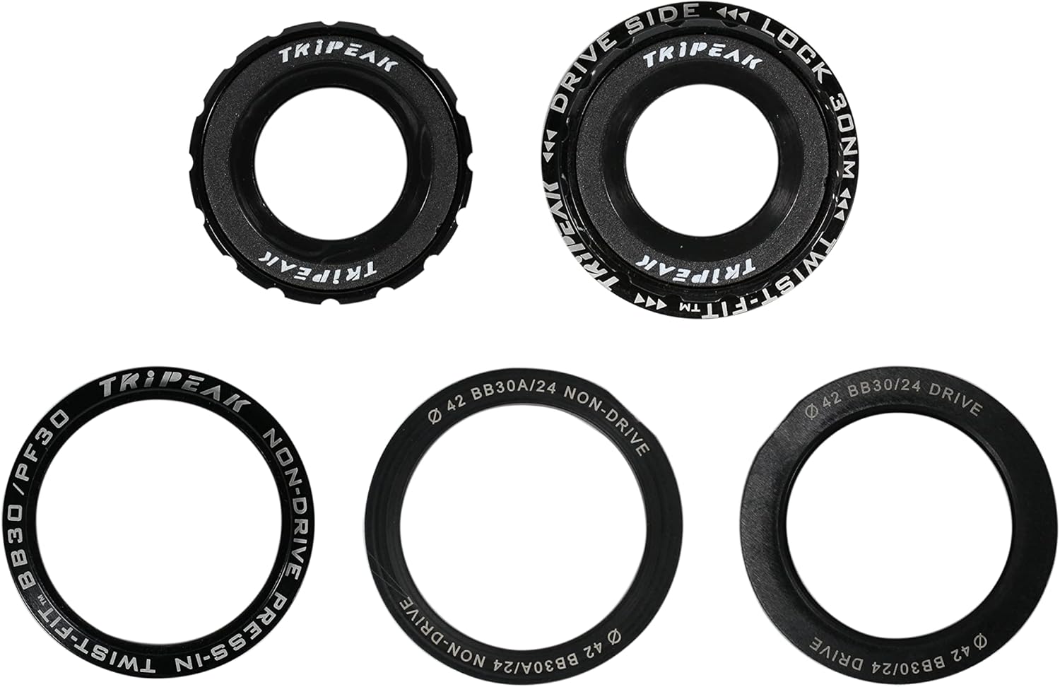 TRiPEAK Press-Fit Bottom Bracket for BB90/95, BB86/92, BB30, PF30, BB Right, BB386 with Steel Bearings for 24mm Shimano Hollowtech II Road/MTB Crankset, Compatible w/Trek, Cannondale, Cervelo Frame