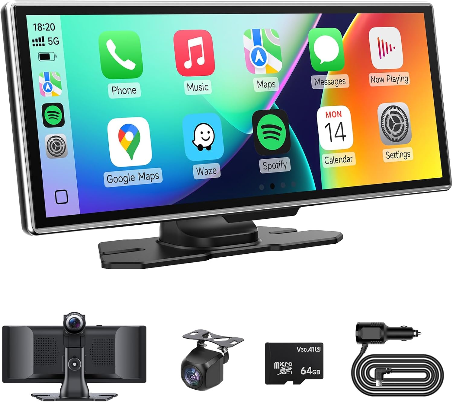 Wireless CarPlay Screen with 4K Dash Cam