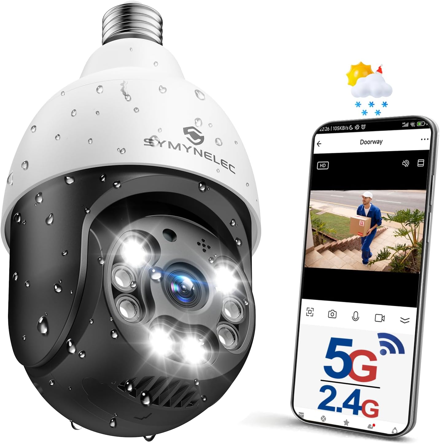 SYMYNELEC Light Bulb Security Camera