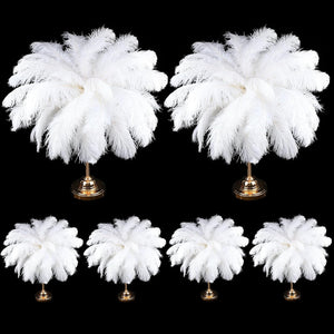 XunYee 100 Pcs Large Natural Ostrich Feathers Plumes Bulk for Centerpiece 16-18 Inch (40-45 Cm) Feathers for DIY Crafts Christmas Wedding Masquerade Party Decorations (White)