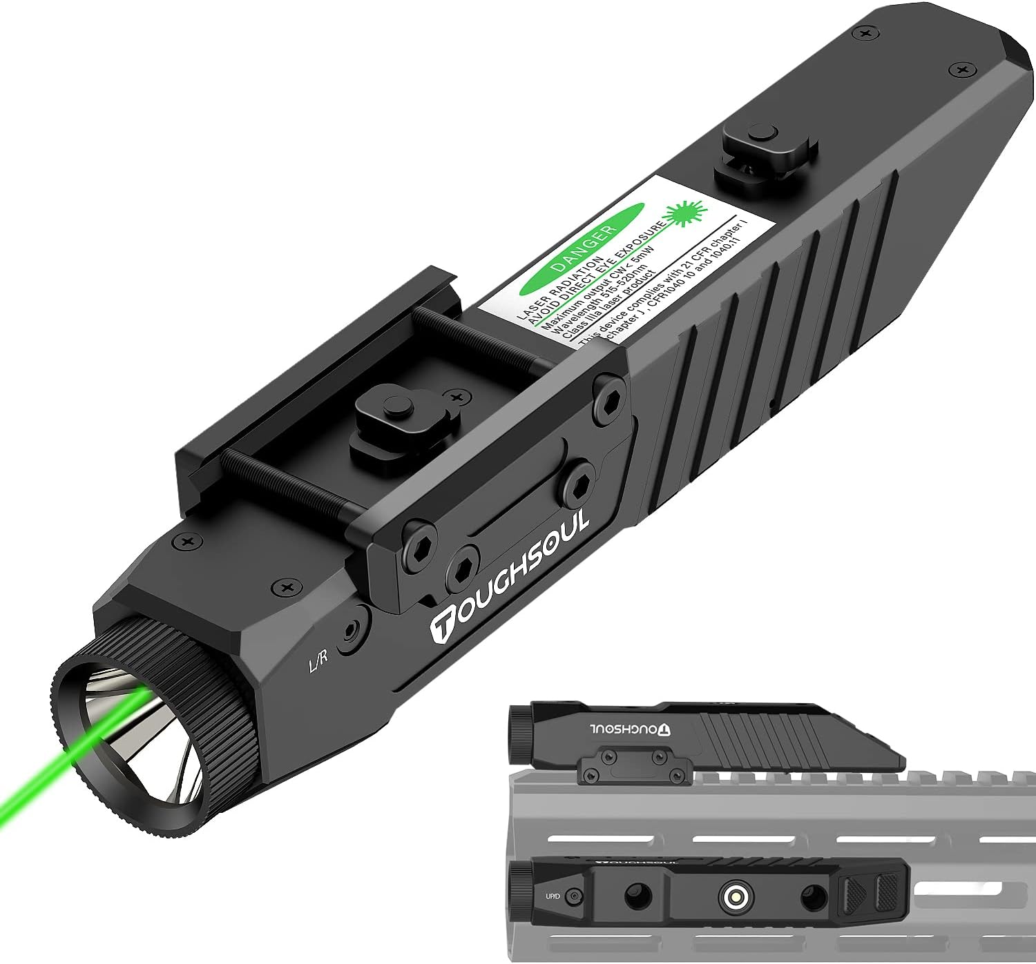 TOUGHSOUL Tactical Flashlight Green Laser Sight Combo
