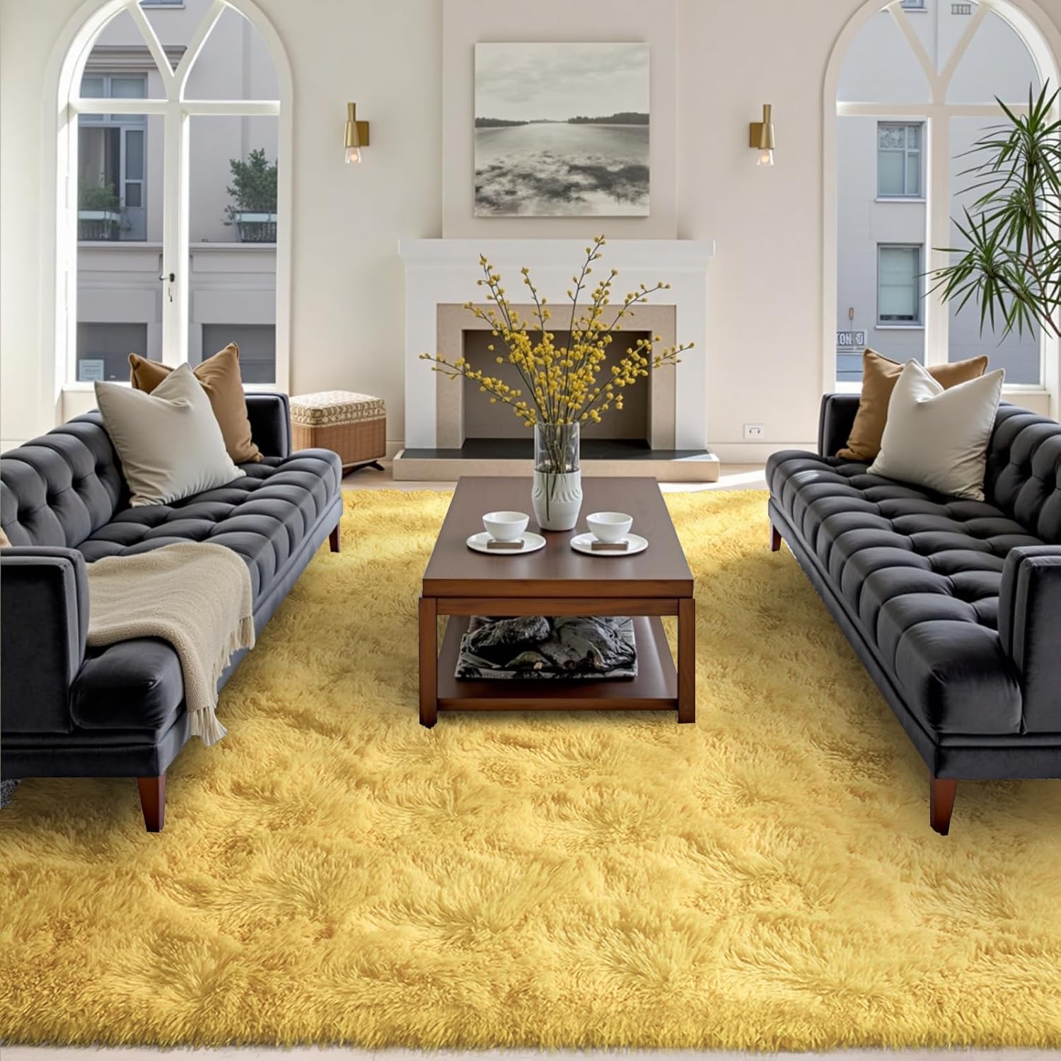 Non-Slip Fuzzy Furry Shag Rug