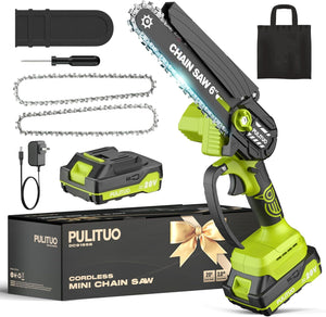 PULITUO Mini Chainsaw Cordless 6-Inch Electric Chainsaw