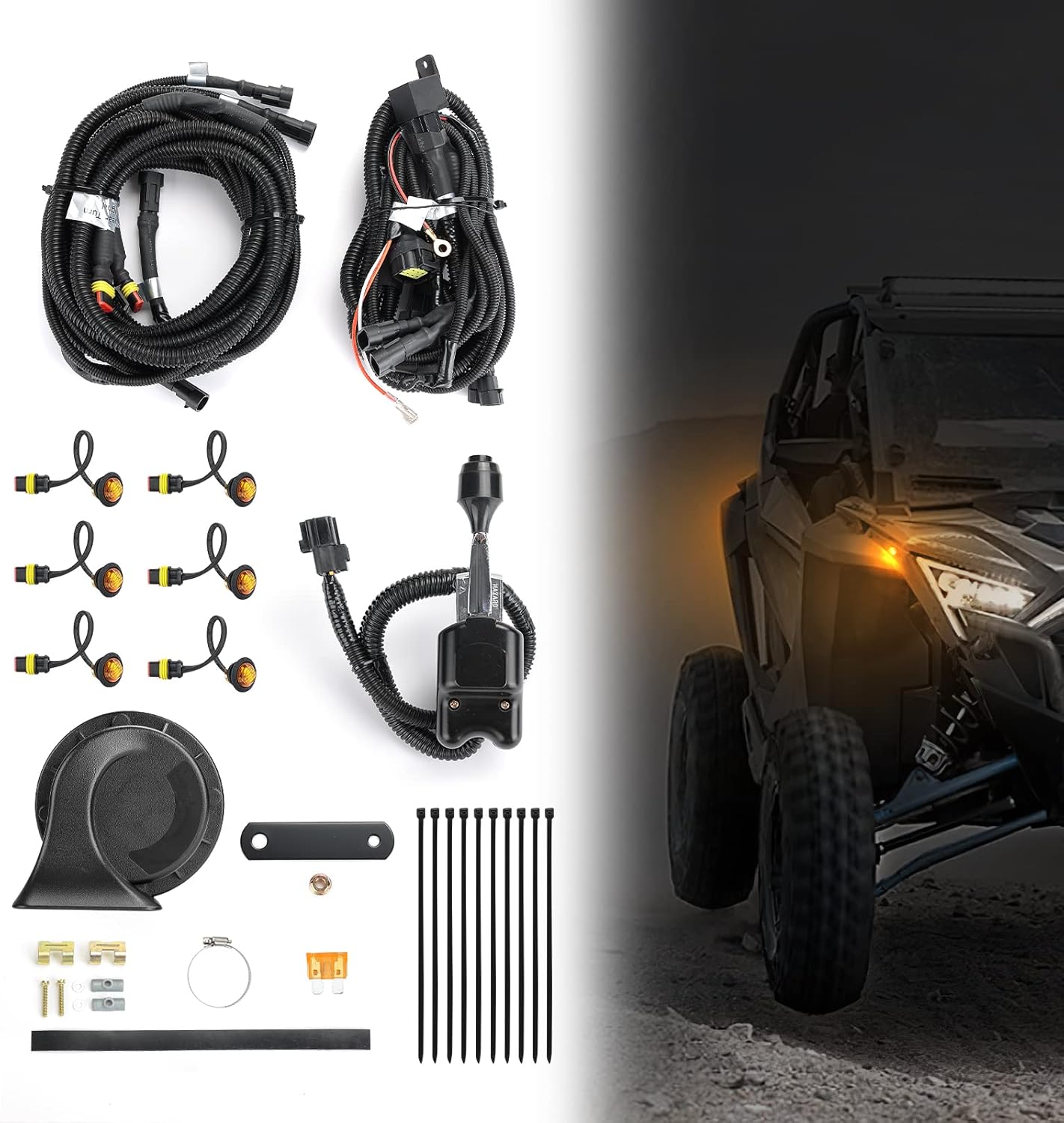 KEMIMOTO UTV Turn Signal Kit with Horn
