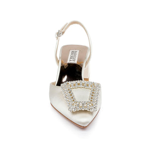 Badgley Mischka Emmie Slingback Pump Ivory Satin US W 5 New — photo 4