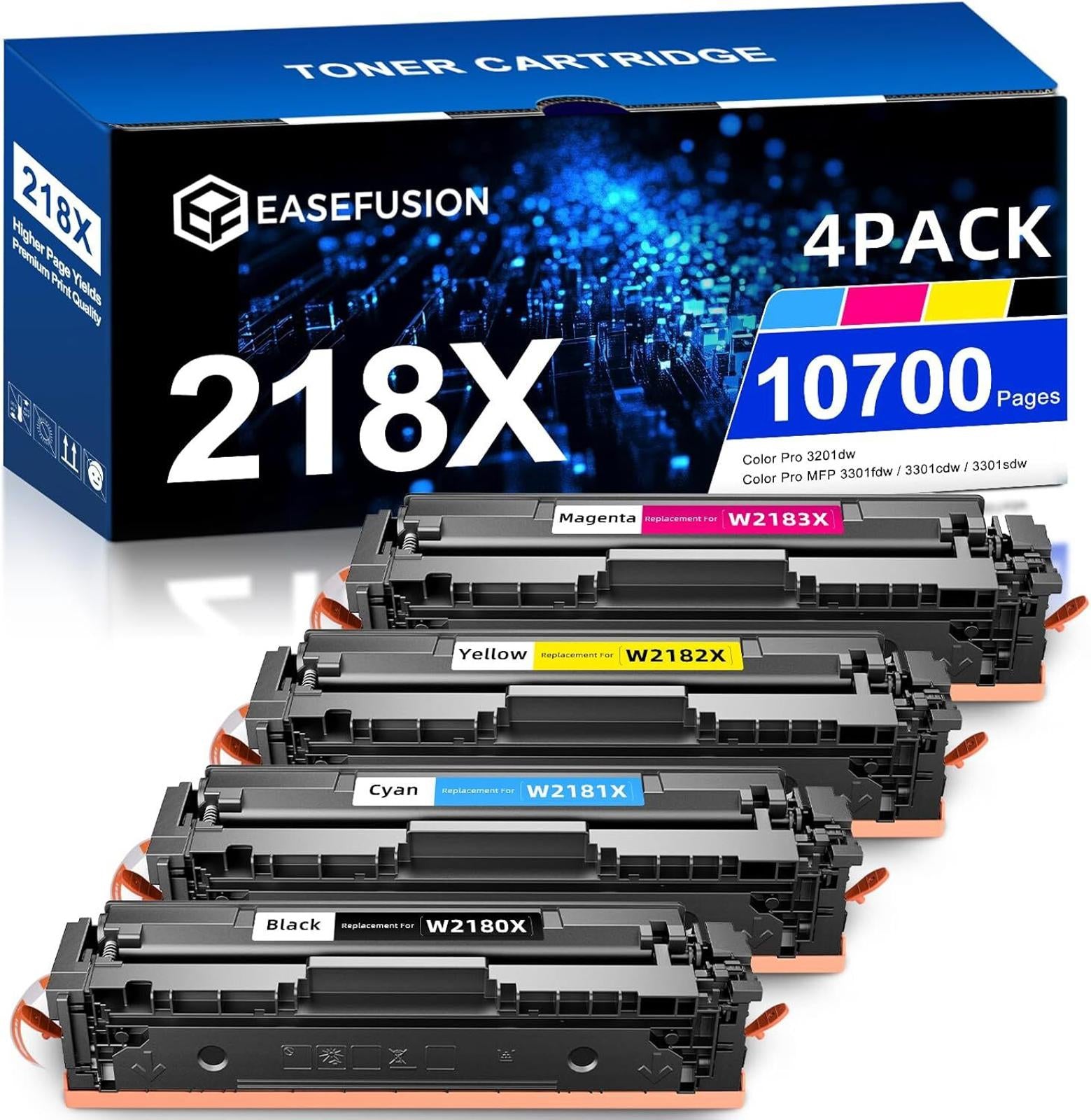 218X Replacement for HP 218A 218X Toner Cartridges 4 Pack for Color LaserJet Pro