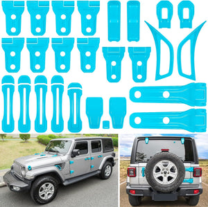 E-cowlboy 26PCS Exterior Trim Kit for Jeep Wrangler JL JLU 2018-2025 - Light Blue