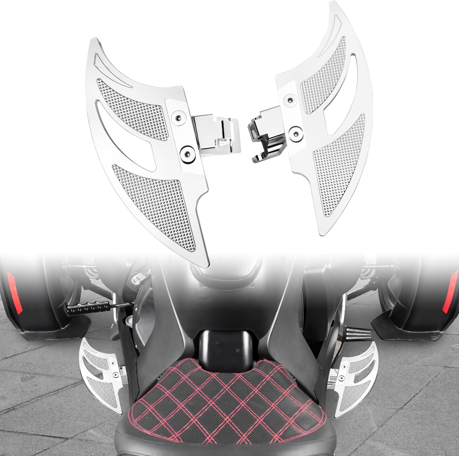 BAKAFOH Aluminum Bat-Shaped Driver Floorboards for Can-Am Ryker 600/900