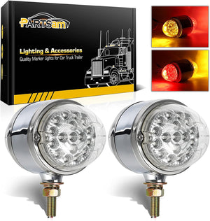 Partsam 2Pcs Amber/Red 17 LED Dual Revolution Watermelon Lights