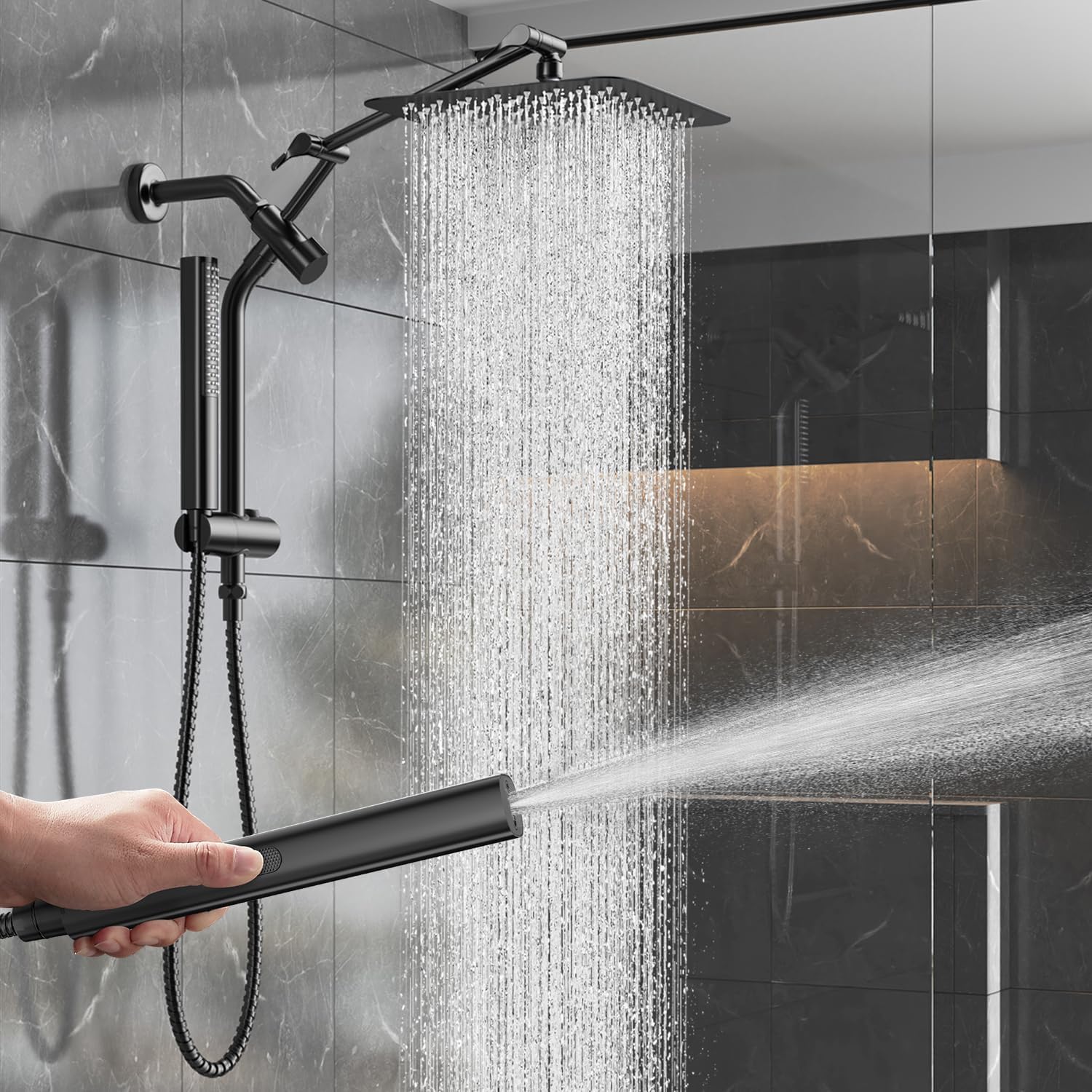 Veken 10" Luxurious All Metal Rain Shower Head with Handheld Spray Combo