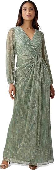 Adrianna Papell Metallic Gown Green Slate