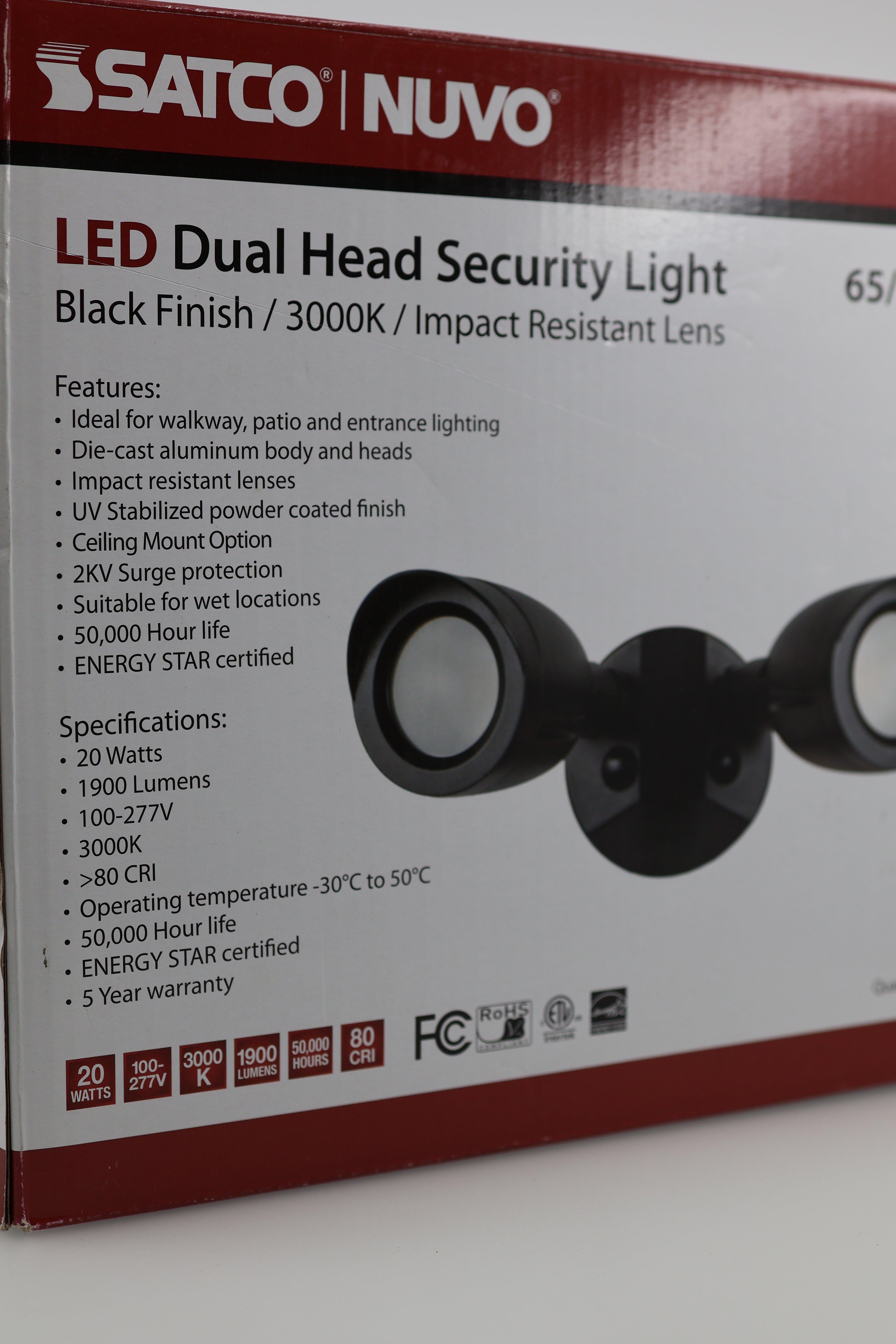 Satco 65/713 Dual Bullet-Head Security Flood Light