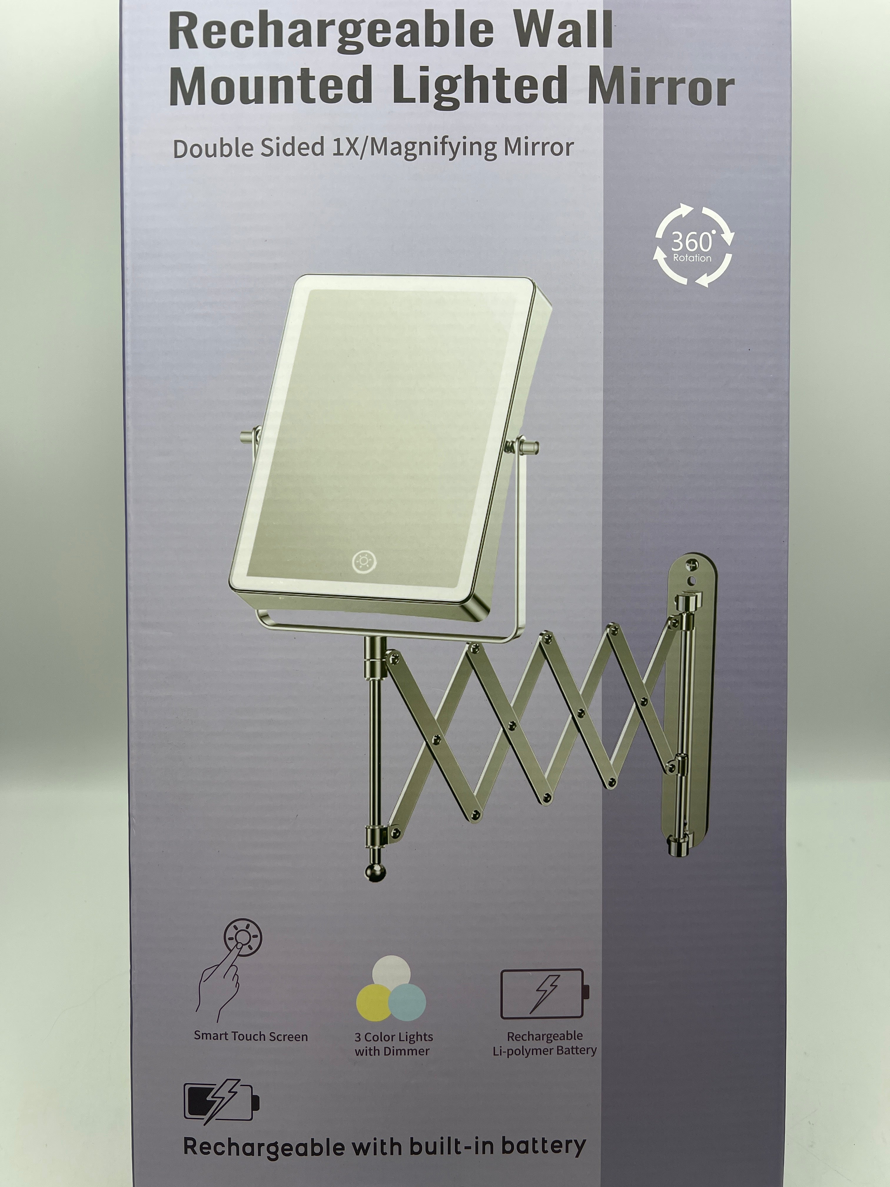 FASCINATE 5000mAh Rechargeable Wall Mounted Makeup Mirror with Lights