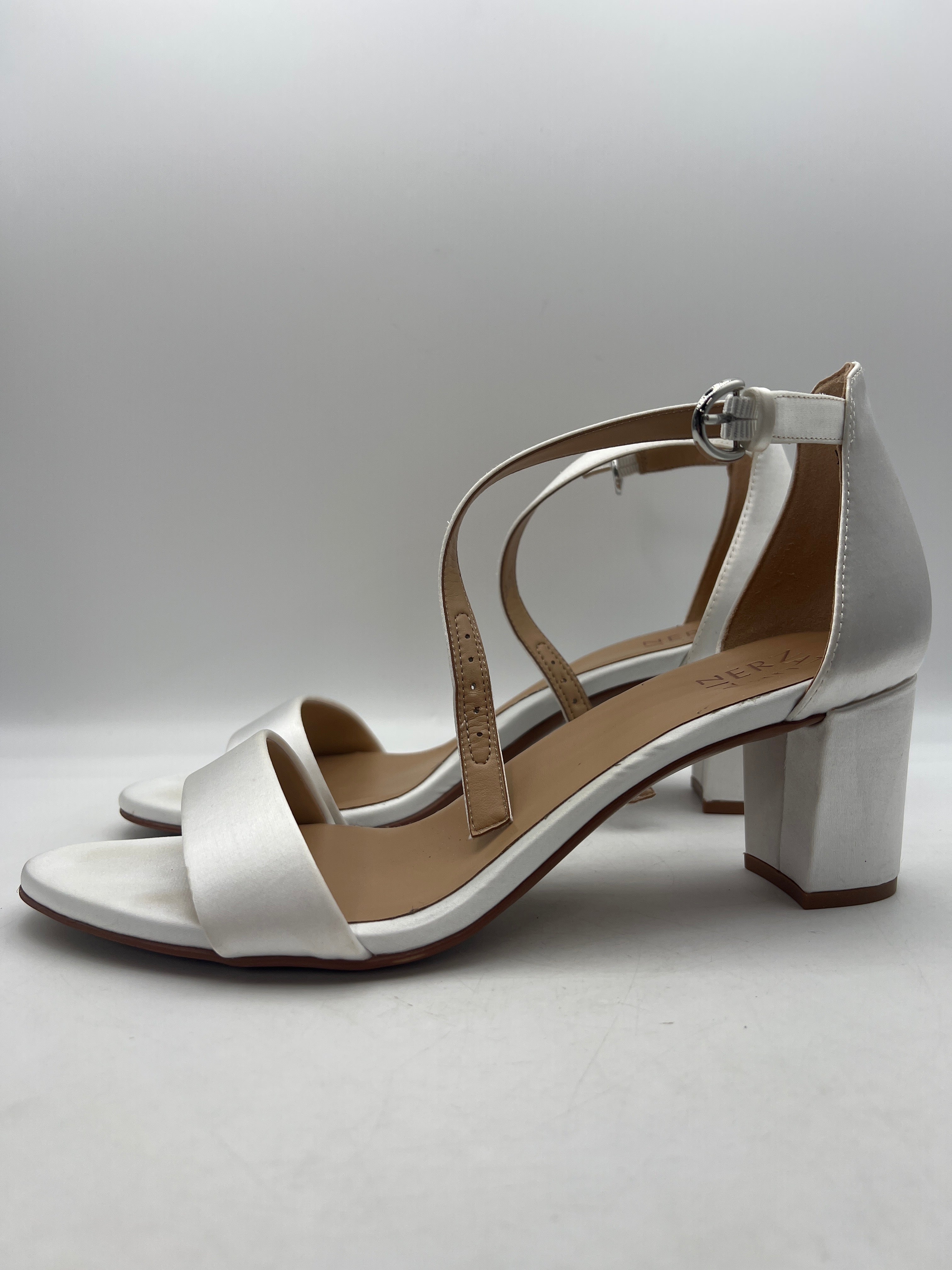 Naturalizer Women's Vera Sandal Pearl White Satin 11 M