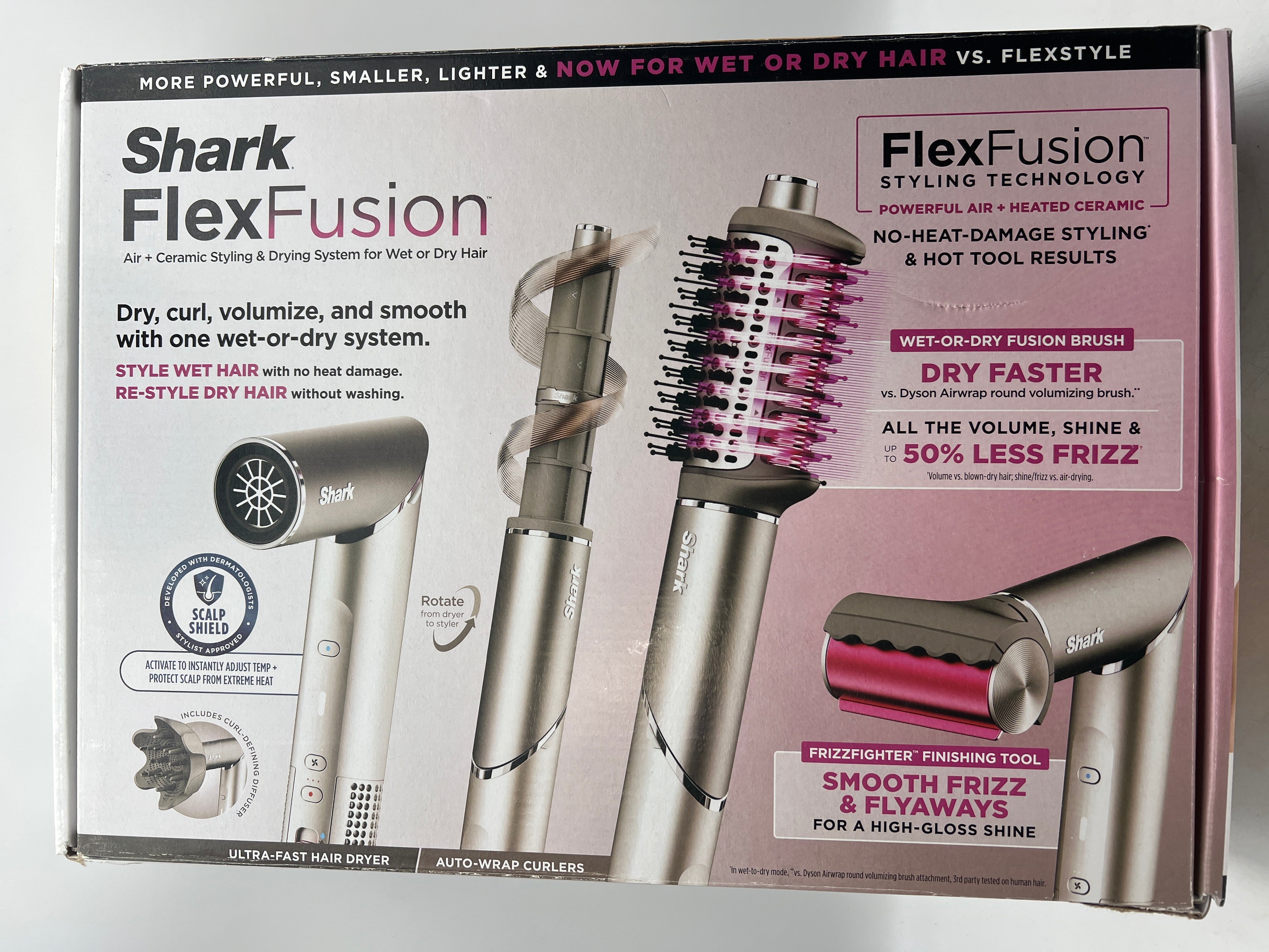 Shark FlexFusion Hair Dryer with Fusion Hair Brush, Diffuser, and Auto-Wrap Curlers
