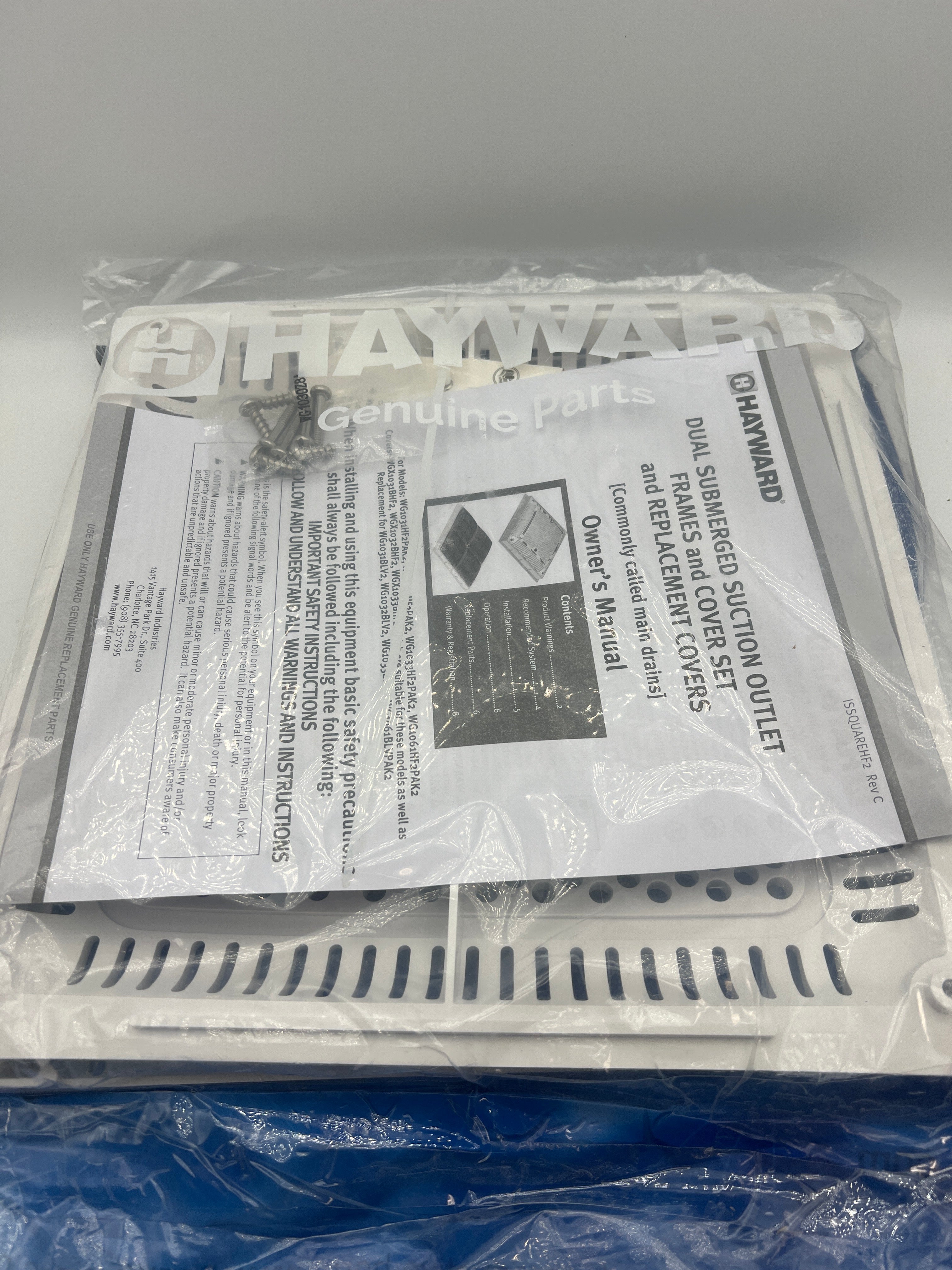 Hayward WGX1032BHF2 12-Inch White High Flow Square Drain Cover with Inner Frame