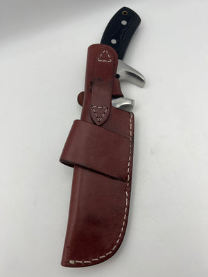 GCS Custom Handmade D2 Tool Steel Knife with Coloured Bone & Turquoise Handle and Buffalo Hide Sheath - GCS 186