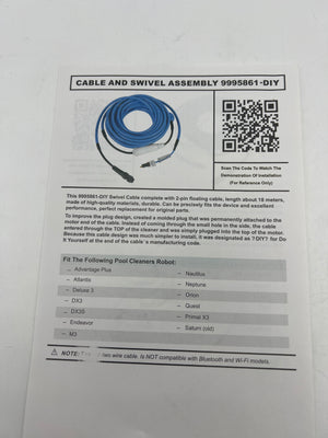 9995861 60ft Replacement Cable & Swivel for Dolphin Maytronics Pool Cleaners