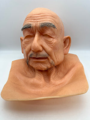 EQAIWUJIE Silicone Mask Face Full Head Realistic Old Man Mask for Halloween and Cosplay (Ivorywhite)