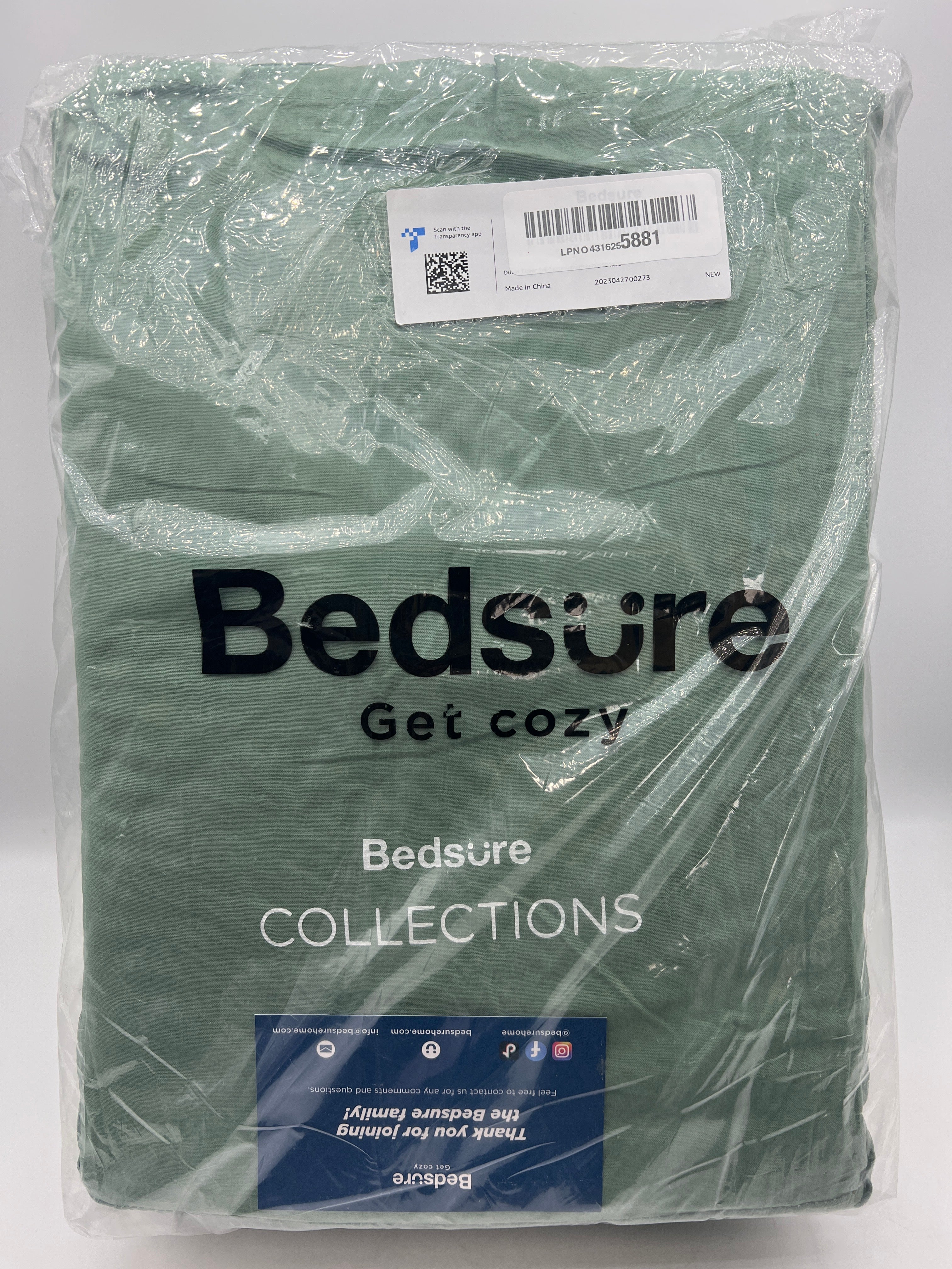 100% Cotton Waffle Weave Green Duvet Cover