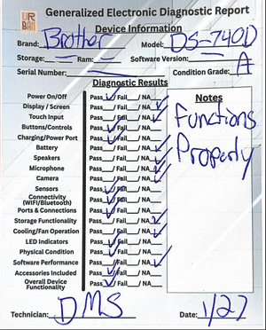 Brother DS-740D Duplex Compact Mobile Document Scanner