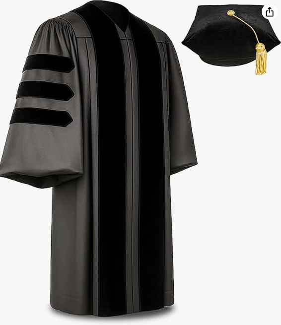 CLERKMANS Unisex Deluxe Doctoral Graduation Gown Set 54XL (5'9"-5'11") - 8 Sided Tam