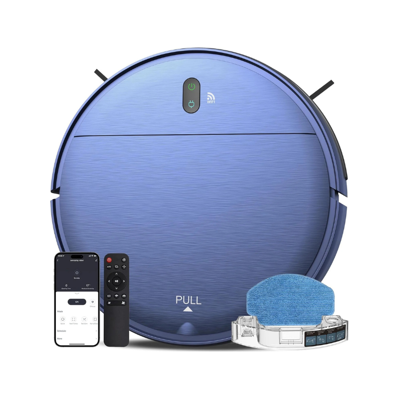 ZCWA Robot Vacuum and Mop Combo,2.4GHz WiFi Link Vacuum Robot,4 Cleaning Mode Robotic Vacuums Cleaner,APP/Remote Aspiradora Robot,Self-Charging Robot Vacuum for Pet Hair,Stains,Carpets,Corner