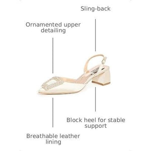 Badgley Mischka Emmie Slingback Pump Ivory Satin US W 5 New — photo 7