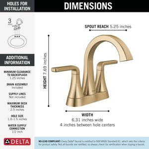 Delta Lineax 4-Inch Centerset Champagne Bronze Faucet 2562LF-CZMPU Factory Seale — photo 3