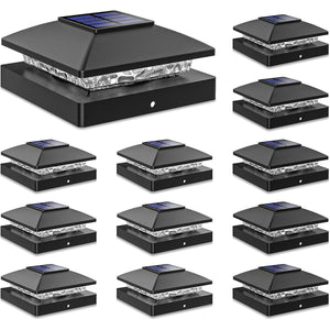 JOFIOS TZ10 Solar Post Cap Lights Black 4x4 Warm White 12-Pack Open Box — photo 1