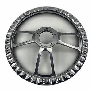 Billet steering wheel polished hub center close-up