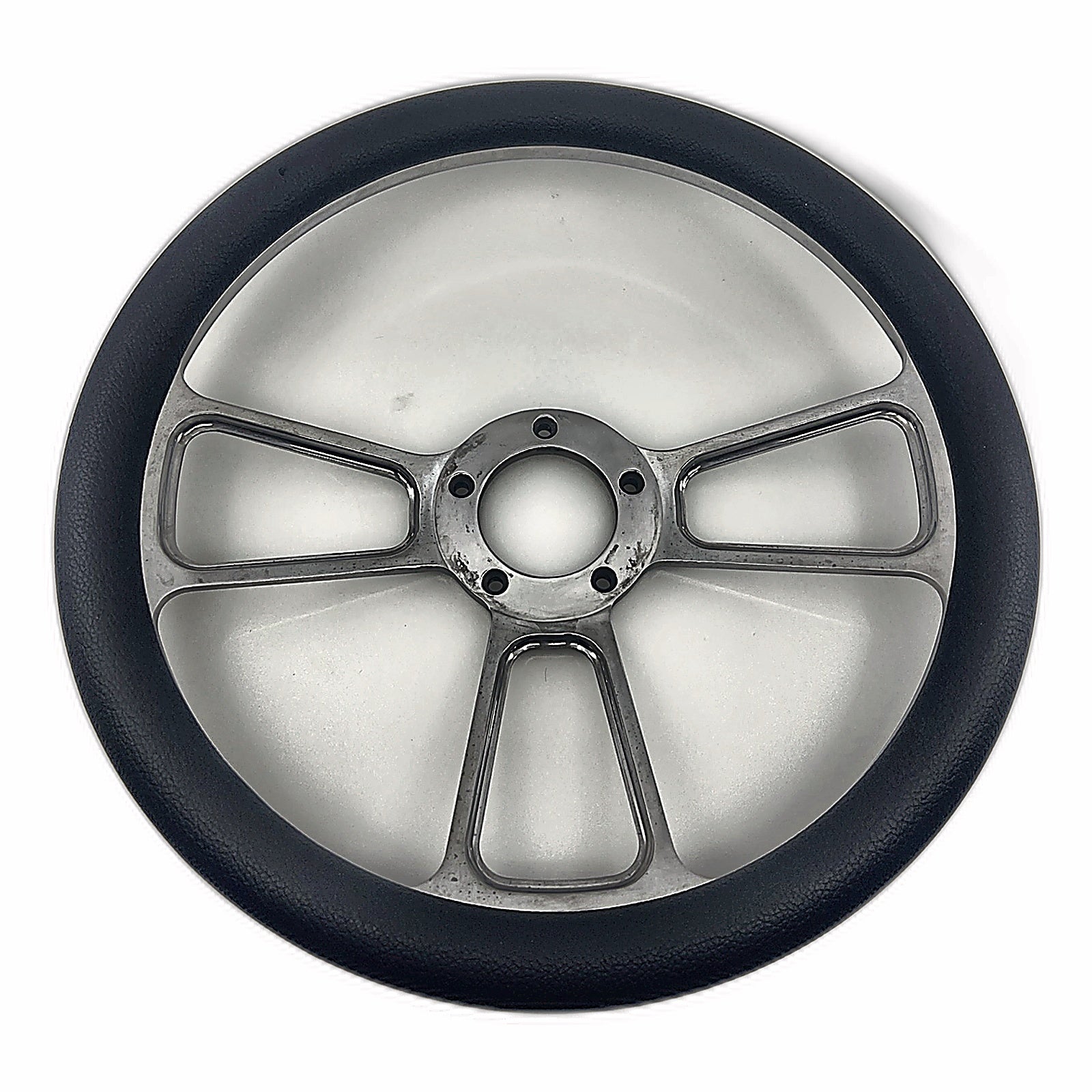 Newworldmotoring 14 inch billet steering wheel black vinyl front view
