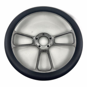 Newworldmotoring 14 inch billet steering wheel black vinyl front view